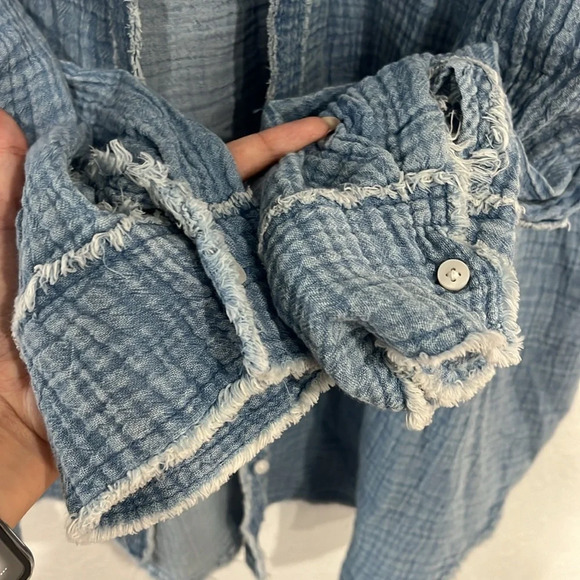 SKU 2 Aerie Pool-To-Party Cover Up Shirt blue XL - Picture 4 of 7